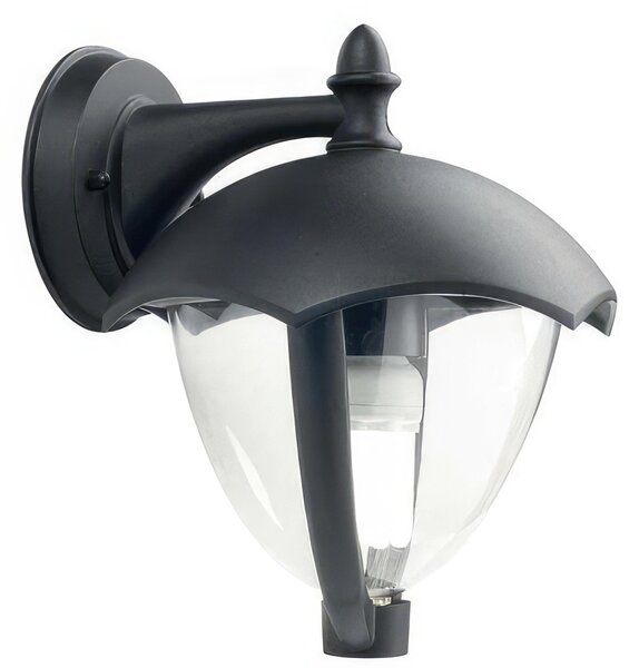 Applique Struttura in pressofusione di alluminio. , SOFY, Diffusore in termoplastico trasparente. Dimensione 19x21xh 24 cm Altezza max lampada 110mm colore nero