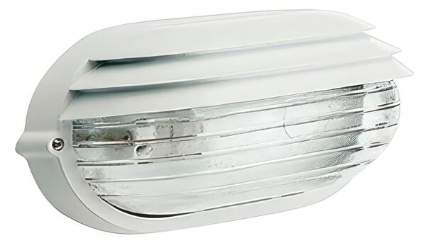 Applique in pressofusione di alluminio PALPEBRA OVALE PICCOLA E27 Dimensioni 21,9x10,4x h 11,5 cm Diffusore in vetro stampato colore BIANCO