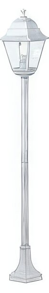 Palo in pressofusione di alluminio OLD PALETTO E27 Dimensioni 18x18x h 121 cm Diffusori in vetro trasparente colore BIANCOARGENTO