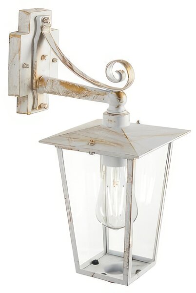 Applique Struttura in pressofusione di alluminio RIBOT APPLIQUE IN BASSO GRANDE E27 Dimensioni 17x25,6xh 40.4 cm COLORE BIANCO ORO