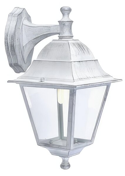 APPLIQUE OLD IN BASSO PICCOLA in alluminio pressofuso Dimensioni 18x20xh 37 cm E27 colore BIANCO ARGENTO