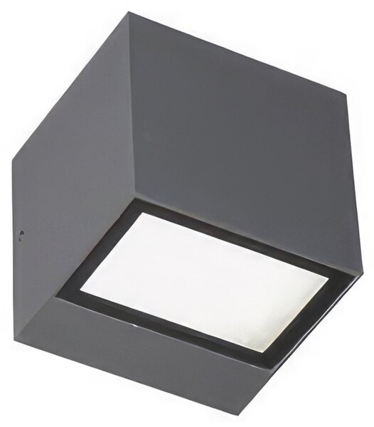 Applique Biemissione in alluminio pressofuso BOX APPLIQUE MINI 5,5W 5,5W LED 3000K Dimensioni 9x8,5xh 8,5 cm Diffusori in vetro trasparente colore GRAFITE