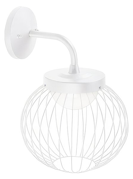 Applique in alluminio e metallo CAGE APPLIQUE IN BASSO 20W LED 3000K Dimensioni 25,3x27,9x h 38,3 cm Diffusore in termoplastico opalino colore BIANCO