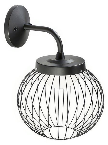 Applique in alluminio e metallo CAGE APPLIQUE IN BASSO 20W LED 3000K Dimensioni 25,3x27,9x h 38,3 cm Diffusore in termoplastico opalino colore NERO