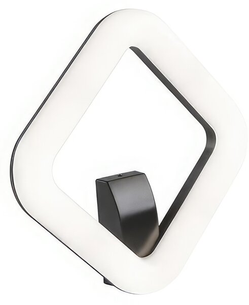 Lampada da parete in alluminio pressofuso QUASAR APPLIQUE QUADRA 20W LED 3000K Dimensioni 21x25,6xh 25,6 cm Luce diretta con diffusore in termoplastico opalino colore GRAFITE