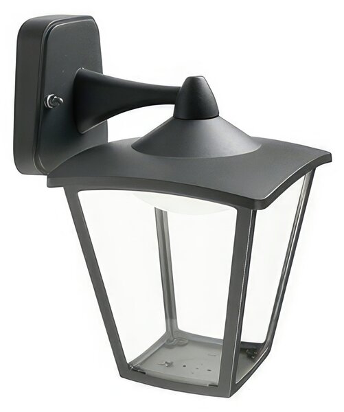 Applique in alluminio pressofuso. Diffusori in vetro trasparente ROYAL APPLIQUE IN BASSO 7W LED 4000K Dimensioni 18x22xh 28,2 cm Diffusore di protezione interno colore GRAFITE