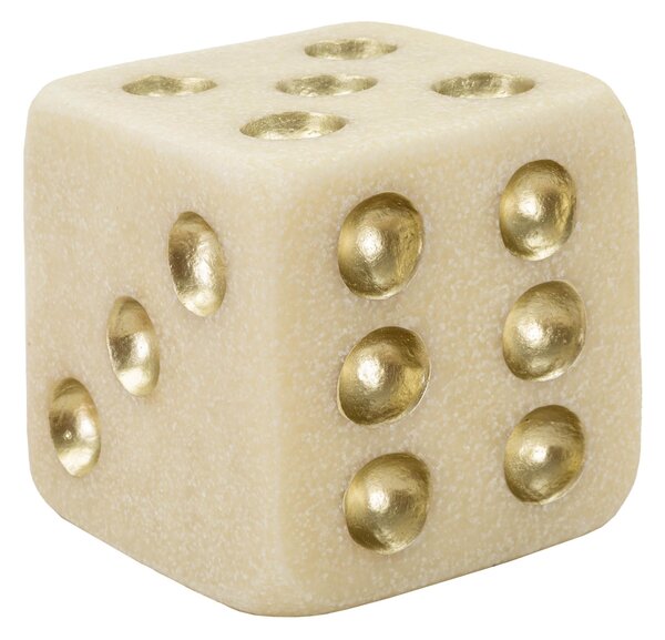 Dado elegante dai toni chiari con punti in oro. Perfetto per giochi da tavolo o collezioni. Design raffinato e moderno. Dimensioni 12x12x12 cm - bianco oro