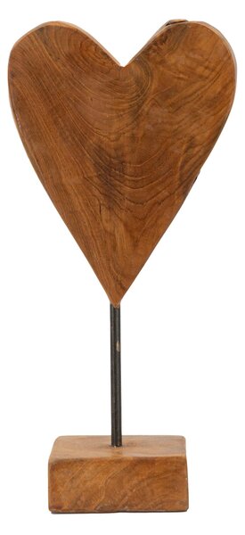 Scultura a forma di cuore in teak riciclato, realizzata a mano, finemente intarsiata Dimensioni 15x10xh 35 CM - 0,9 kg forme tondeggianti Colore legno con venature