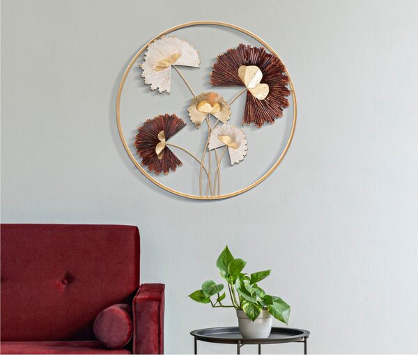 Pannello decorativo 3D da parete composto da una serie di rami con foglie ,REDDY ROUND , � 61X5,7 cm peso 1,0100 kg impreziositi da rami e foglie
