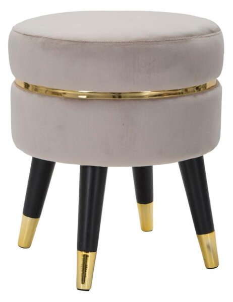 Sgabello in legno e velluto, telaio Dorato PARIS OTTANIO/GOLD Dimensioni � 35x40,5 cm peso 4,5 kg rivestimento colore Grigio