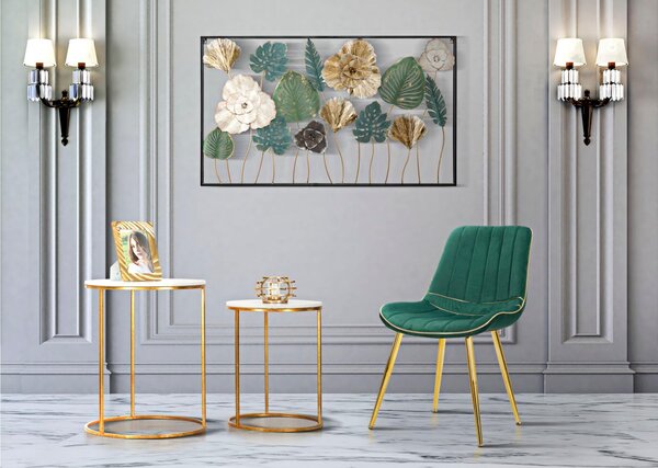 Set di 2 sedie in tessuto verde imbottito con rifiniture dorate PARIS Dimensioni 51x59x h 79 cm - peso 5 kg gambe Metallo dorato
