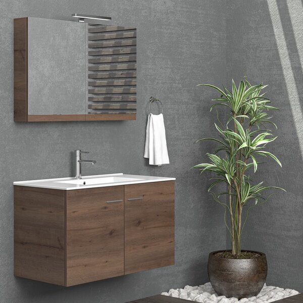Specchiera bagno contenitore 90 cm con 2 ante NEL-90 - KAMALU