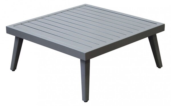 Tavolino basso in alluminio da salotto esterno giardino o terrazza con piano a doghe