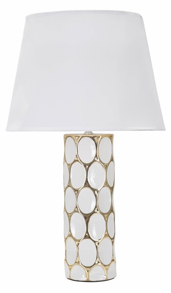 Lampada da tavolo in ceramica bianca e dorata Dimensioni � 34,5x h 56 cm in ceramica bianca dorata effetto alveare