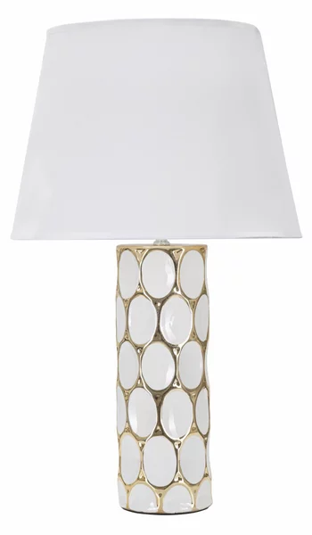 Lampada da tavolo in ceramica bianca e dorata Dimensioni � 34,5x h 56 cm in ceramica bianca dorata effetto alveare