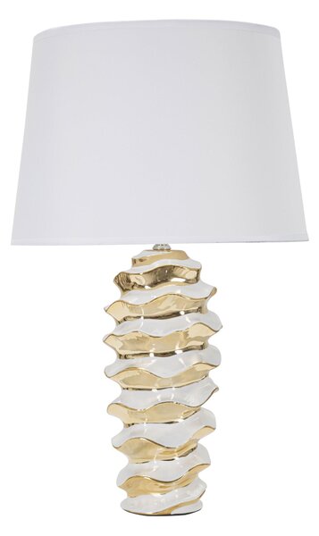 Lampada da tavolo in ceramica bianca e dorata Dimensioni � 33x h 53 cm in ceramica bianca dorata effetto alveare