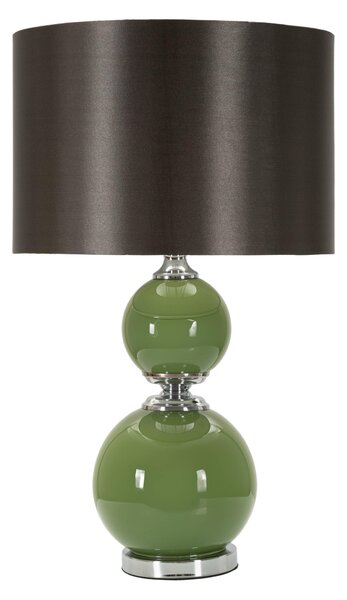 Lampada da Tavolo base in vetro verde e paralume in velluto dorato 40x40x h70 cm Lampada E-27 Attacco con filo FILO colore verde