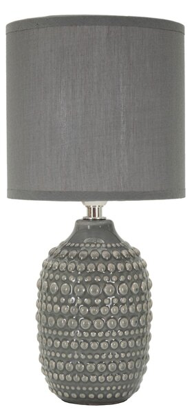Lampada da comodino con base grigia e puntini in rilievo POINTS GREY Dimensioni � 15x h 30 cm Lampada E-27 Attacco con filo FILO paralume colore Grigio