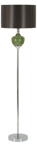 Lampada da terra con base VERDE in vetro EVA ONE diametro 40xh 167 cm paralume in velluto dorato