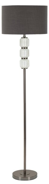 Lampada da terra con base Bianco E grigio in vetro EVA ONE diametro 42xh 164 cm paralume in velluto dorato