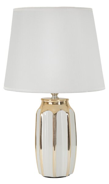 Lampada da tavolo in ceramica bianca e dorata FLORIDA Dimensioni � 30x h 43,5 cm Lampada E-27 Attacco con filo FILO paralume colore bianco e oro