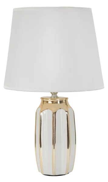 Lampada da tavolo in ceramica bianca e dorata FLORIDA Dimensioni � 30x h 43,5 cm Lampada E-27 Attacco con filo FILO paralume colore bianco e oro