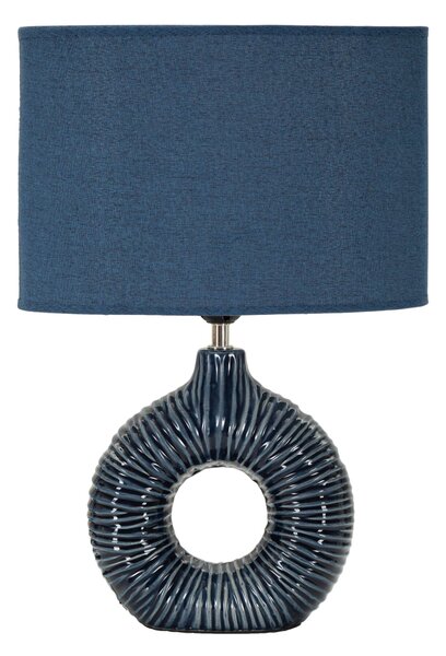 Lampada da Tavolo elegante con base blu e decorazioni in rilievo irregolari SETA BLU Dimensioni � 28x15x h 43 cm Lampada E-27 Attacco con filo FILO paralume colore blu