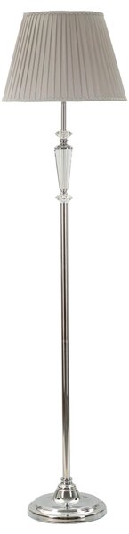 Lampada da terra in metallo argentato e vetro EVA ONE diametro 40xh 164 cm paralume in tessuto grigio