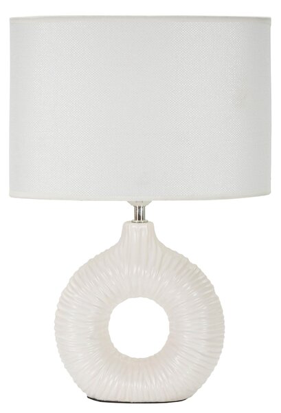 Lampada da Tavolo elegante con base bianco e decorazioni in rilievo irregolari SETA BIANCA Dimensioni � 28x15x h 43 cm Lampada E-27 Attacco con filo FILO paralume colore bianco