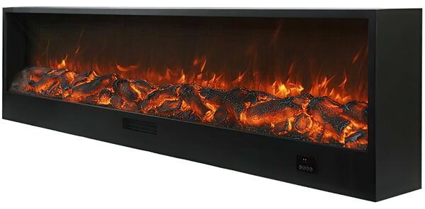 Caminetto Elettrico Da Incasso e Appoggio ETNA Caminetto Elettrico Per Incassare Da 3 Metri Con Potenza 1500w Nero