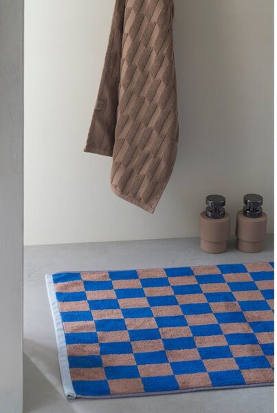 Tappetino da bagno in cotone biologica blu-marrone 50x80 cm Retro - Mette Ditmer Denmark