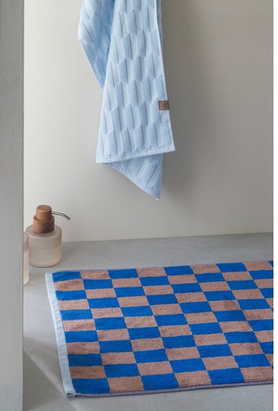 Tappetino da bagno in cotone biologica blu-marrone 50x80 cm Retro - Mette Ditmer Denmark