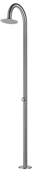 Doccia da Giardino esterno PALAU-FREDDA Doppio Attacco Dimensioni 26x37x h 243,9 cm con LAVAPIEDI da esterno In Acciaio Inox 316 L Resistente Agenti Atmosferici e Salsedine inox satinato