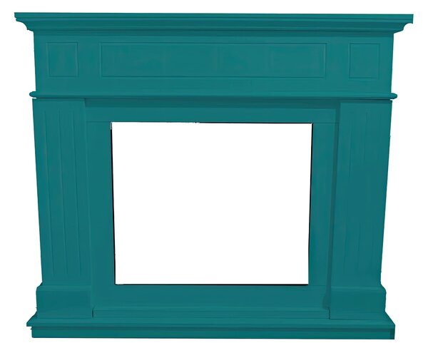 Cornice Camino Pienza Turchese Blu in materiale MdF Dimensioni 110x24.9x h94.9 cm -peso kg 22,8 Alloggiamento per camino elettrico modello Vulcano Blu Turchese