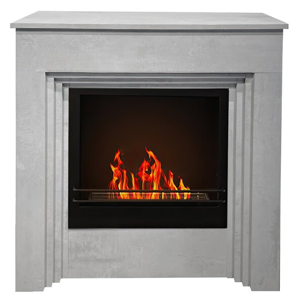 Camino a bioetanolo da terra BELLINI in legno effetto Cemento Made in Italy L96 x P35 x H96