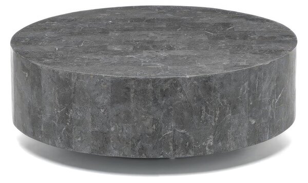 Tavolino Round 1 Stone Decor E5 85x85xh28 cm, Finitura Grigio, Base in Pietra Fossile Gray Stone