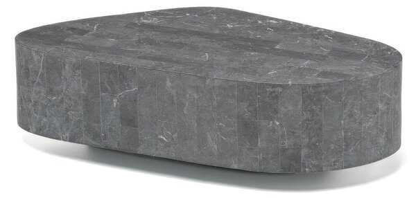 Tavolino Trapezio Stone Decor E5 100x52xh28 cm, Finitura Grigio, Base in Pietra Fossile Gray Stone