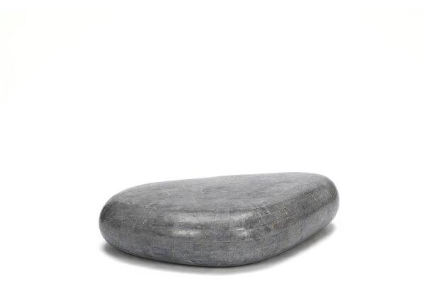 Tavolino Sasso Big Linea Stone Decor E5, 123x74x27h cm, Grigio, Base in Pietra Fossile Gray Stone