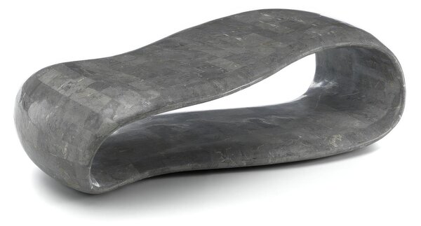 Tavolino Stone Decor E5, 123x60xH34 cm, Finitura Grigio, Base in Pietra Fossile Gray Stone