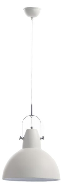 Lampada a Sospensione Kande Design Twist 38x38xH165 cm, Paralume Bianco Opaco, Cavo Grigio, Rosone Bianco Opaco, Materiali Metallo e Acciaio