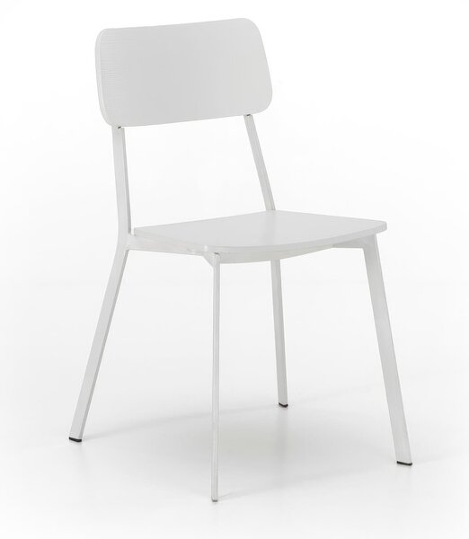 Sedia in Legno Laccato Woody Design Twist 51x51.5xH82 cm, Colore Bianco, Materiale Seduta e Schienale in Legno, Gambe in Metallo