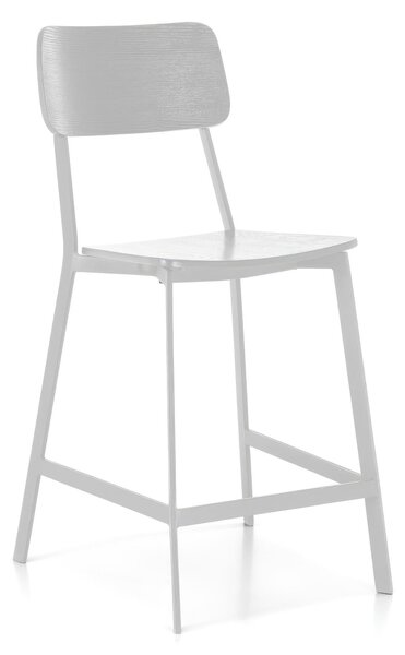 Sgabello in Legno Woody Design Twist 51x51.5xH97 cm, Colore Bianco, Materiale Seduta e Schienale in Legno, Gambe in Metallo