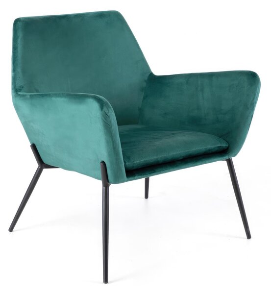 Poltrona Gin Madie e Complementi d'arredo E5 70x71,5xh79 cm, Rivestimento verde Velluto, Base nero Metallo