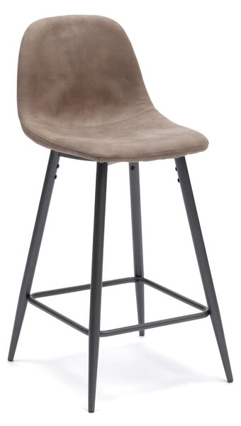 Sgabello Brigitte Kitchen & Living 42x52xH93 cm, Seduta e Schienale Tortora Vintage, Gambe Antracite Vintage, Materiale Similpelle e Metallo