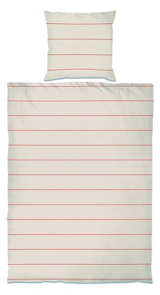 Lenzuolo singolo in cotone satin rosso e beige 140x220 cm Align - Mette Ditmer Denmark