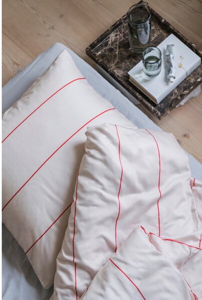 Lenzuolo singolo in cotone satin rosso e beige 140x220 cm Align - Mette Ditmer Denmark