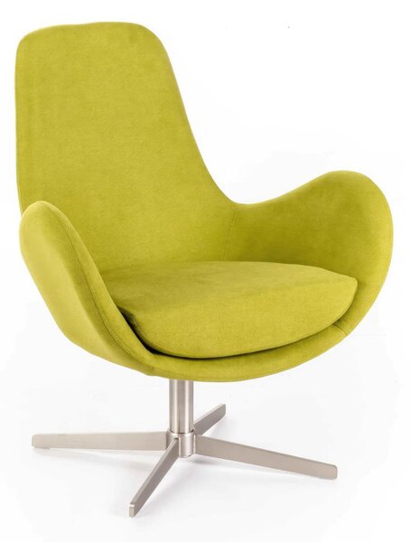 Poltrona Girevole Olga Madie e Complementi d'arredo E5 72x64xh85 cm, Rivestimento Verde, Tessuto - Seduta Poliuretano Espanso e Ovatta, Struttura Metallo