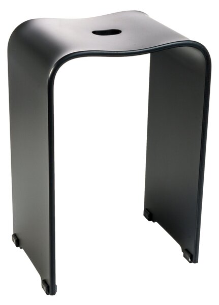 Sgabello in Cristallo Acrilico con maniglia e seduta ergonomica Ghost Dimensioni 33x27,5 x h48 cm Uno sgabello superleggero ergonomico colore nero