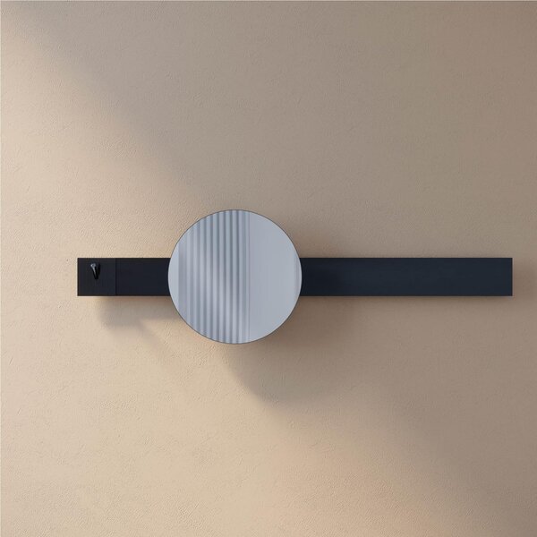 Specchio Ingranditore da bagno 30 cm, con fascia di fissaggio 90 mm biadesiva LINEA CLICK diametro di 30 cm Configurazione provvista di sistema adesivo per superfici piane e lisce nero