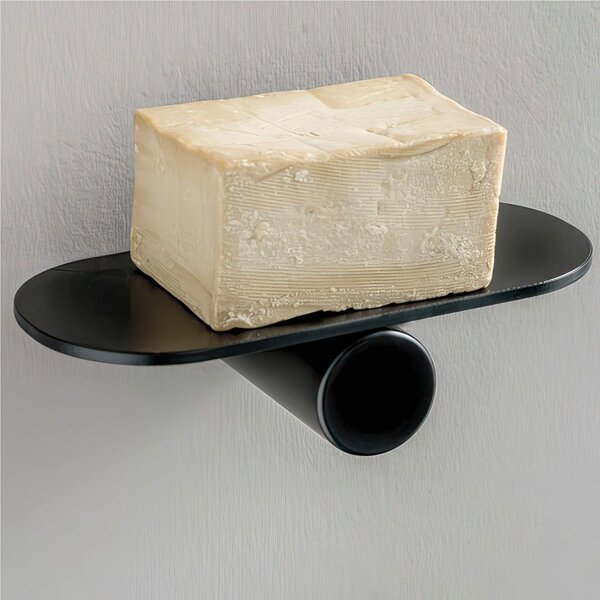 Mensola Portasapone sospeso in Ottone verniciato LINEA DOT Dimensioni 17,5 x14xh 9,2 cm Stile Industriale contemporaneo finitura Nero Opaco